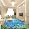خلفيات مشهد جميل 3D الطابق اللوحة خلفيات الأزرق المحيط الدلفين الأرضيات 3D الطابق