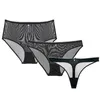 Varsbaby sexy transparent yarn underwear 3 pcs briefs+thongs+ high waist panties S M L XL XXL for ladies 201112