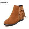 Dames haut talon croissant bottes fourrure chaud hiver talons compensés chaussures gland bout rond court Botas troupeau avec fermeture éclair grande taille 431