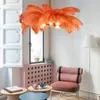 Nordic Light Luxury Chandeliers Creative Clothing Ctore G9 All Copper LED Hanging Lamp Romantic Princess Bedroom Ostrich Feather