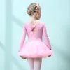 Girls Skirted Leotard Children's Autumn Dance Training Dress Long Sleeve Tutu Ballet Clothes Cotton Dancewear Kids Solid Dancer1