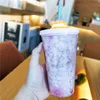 コーヒージュースミルクを飲むためのふたとわら15オンスのプラスチック桜のアイスカップが付いている桜のタンブラー