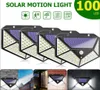 Portabel 100LED Solar Light Outdoor Waterproof 4-sido Solenergi Lampa 120 graders PIR Motion Sensor Wall Lights Garden Yard Solar Lamps