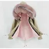 Novo real guaxinim colar de pele com capuz jaqueta de inverno mulheres parka casaco de pele moda grosso quente streetwear 201103