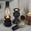 Creative Resin Crafts Nostalgic Kerosene Lamp Candle Holder Decoration Vintage Glass Cover Lantern Candlesticks Home Decor Gifts LJ201204