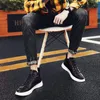 Mode Black Men's Leather Casual Flag Shoes för män Nya Märke Högkvalitativa Sneakers Flats%