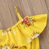 Vestiti per neonate per bambini Cinghie con volant floreali gialli Top Gilet Pantaloncini Pantaloni Abiti estivi Set di abbigliamento da spiaggia9855022