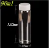 37 * 120 * 24mm 90 ml glasflaskor med plastkåpa transparenta tomma burkar Kosmetiska behållare 12st / parti