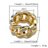 Anello da uomo in oro argento con fascia hip-hop, gioielli con catena cubana, anelli ghiacciati, nuova moda286O