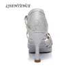 Scarpe da ballo da donna Piattaforma in tessuto con paillettes Latin Salsa Bachata Kizomba Cuba Tacco 6CM 7.5CM 8.5CM 9CM 10CM Lace Up Lady Shoes 201017