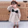 Humorbjörn Höst Barnkläder Japansk bomullslinne Baby Girls Princess Dress Striped Ruffles Sleeve Kids Casual 211231