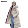 Jaqueta de inverno mulheres capa de pele longa parka plus size casaco magro algodão senhoras baiacu casaco elegante engrossar jaqueta wnter mulheres t200902