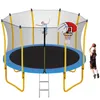 安全エンクロージャーネット、バスケットボールのフープ、梯子、簡単なアセンブリの屋外レクリエーションTrampolinesa37を持つ子供のための12フィートのトランポリン