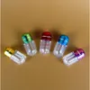 100 x Mini Cute Capsule Shells Round Transparent Pill Cases Plastic Refillable Bottles with Aluminum Cap Medical Drugs Containerpls order