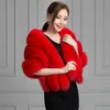 QEARLSTAR WINTER WOMEN FAUX FOX FURラップパシュミナスーパー豪華な花嫁ショールラップウェディングパーティー温かい毛皮盗む16540cm YT14 Y27530074