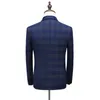 남자 정장 세트 비즈니스 공식 웨딩 드레스 신랑 Bluetuxedo Slim Fit Double Breasted Grid Male Suit 세트 Menjacket Pents VE294T