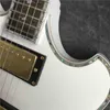 Custom Grand Electric Guitar in White and Colored Striped Circle New 2021 Style with Gold Hardware