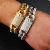 20mm Men's Zircon Cuban Link Bracelet Hip Hop Jewelry Gold Thick Heavy Copper Material Iced Out Cz Chain 7''-9''