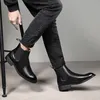 Misalwa Vår/vinter Eleganta Chelsea Boots Läder Män Par Skor Storlek 35 47 Slip-on Klänning Formell Stövlar Modell Modevisning 220212