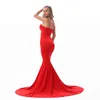 Fashion-Sexy Strapless Long Black Maxi Dress Front Slit Bare Shoulder Red Women's Evening Summer Night Gown Party Maternity Dresses