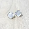 Fashion Four Leaf Clover Stud Earrings Silver Titanium Stainless Steel Stud Earrings For Women Jewelry With Box With Stamp 1974699