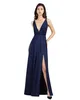 Lowest Chiffon Bridesmaid Dresses Summer Beach Bohemian Maid of Honor Gowns Sexy Backless Split Plunging V Neck Women Party 289K