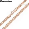 Chains Davieslee Necklace For Women 585 Rose Gold Filled Bismark Hammered Womens Necklaces Chain Cuban Rombo 3/4/5mm 45-55cm GN4531