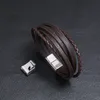 Pulseira de couro de couro retrô pulseira de fivela de aço inoxidável de aço inoxidável Bracelets de moda masculina jóias de punho de punho e arenoso