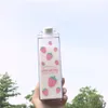 500 ml créatif mignon en plastique clair carton de lait bouteille d'eau mode fraise boîte de lait transparente jus tasse d'eau pour filles enfant 201106