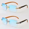 2022 New Metal Rimless Man Womens Sunglasses Original Wood Mix Micropaved Diamond Set Woman Sun glasses Male and Female Driving F4879923