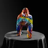 Creative Decoration Painted Colorful Gorilla Creative Crafts Home Entrance Wine Cabinet TV Cabinet Decoration Gift 201125