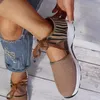 2021 grande taille 43 chaussures pour femmes été nouvelle mode à fond plat creux sport sandales femmes imprimé léopard maille respirer baskets