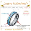Wedding Rings Marriage Alliances 8mm Blue Opal Tungsten Carbide Jewelry Koa Wood Shell Band Couple For Men And Women Gift1290b
