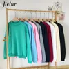 Jielur 9 Colori Rosa Verde O-Collo Con Cappuccio Autunno Inverno Pullover Felpa Femminile di Colore Puro Allentato Tuta M-XXL 220308