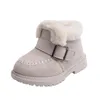 Mudipanda Girls Short Boots Winter Leadere Leathersiss Children's Kids Angle Strape Bugle Madeler Snow Boots LJ201202