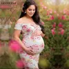 Le Пара цветочные принт родильные фотографии реквизит платья летняя беременность одежда макси платье для материнского фотографии халат LJ201114