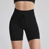 Damskie Dresy Szorty Jogi Luoulu Wysokiej Talii Running Spodenki Nici Silne Stretch Nylon Krótkie spodnie Kieszenie Lady Fitness Bezszwowe podnoszące biodro Legginsy