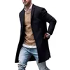 Męskie wełniane mieszanki Litthing Mężczyźni Bawełniany Mieszanka Design Warm Płaszcz Casual Trench Slim Fit Office Kurtki Drop 1