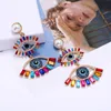 Iced Out Evil Eyes Earrings for Women Girls Fashion Designer Crystal Rhinestone Pearl Statement Drop Earring Dangles Wedding Party Jewelry