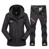 Tute da sci Tuta da sci per uomo Donna Giacca invernale calda Pantaloni Outdoor Impermeabile Frangivento Snow Snowboard Fleece 3 in 1 Giacche Pantaloni