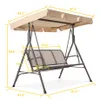US-Bestrag 3 Person Outdoor-Terrasse Bänke Swing Steel Rahment Textlene Sitze Stuhl Beige A54