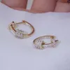 Hoop & Huggie 14k Real Gold Luxury Super Shine CZ Buckle Earrings High Quality Delicate Zircon Circle Earring Jewelry Pendant Accessories1