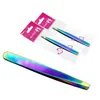 2022 Professional Rainbow Color Stainless Steel Eyebrow Tweezer Eyebrow Mini Scissors Clip Anti-static Face Hair Remover Tool