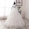 Nouveau printemps dentelle appliques robes de mariée à manches longues Vestidos De Novia 2021 blanc col en v princesse mariée robes de mariée grande taille