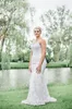 2 in 1 Ivory Wedding Dresses Lace Appliques Mermaid Bridal Gowns With Detachable Overskirt Long Tail Tulle Country Wedding Dress For Bride 2022 Sleeveless Sash Robe