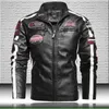 Men Fashion Moto Leather Jackets Trendy Biker Leather Jacket with Embroidery Epaulet Men Faux Leather Bomber Jacket 201114