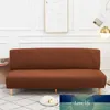 Elasticitet Solid Färg Fold Armless Bäddsofa Bäddsoffa Vikningssäte Slipcover Täck Bänk Soffa Protector Elastic Futon Billiga