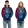 Fashion-Mens Starry Sky Leão Impresso 3D Hoodies Moda Moda Masculina Masculina Camisolas