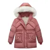 Meisjesjas Nieuwe Kerstmis Bovenkleding Mode Winter Meisjes Bont Down Kleding Kinderen Geborduurde Mouwen Donsjack LJ201017