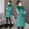 SWREDMI Winter Jacket Kobiety moda duże futrzane kołnierze zimowe płaszcze z kapturem długie bawełniane wyściełane odzież panie plus size 4xl 201027